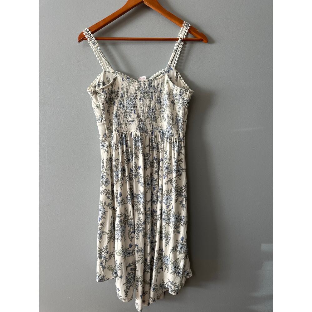 No Boundaries Floral High Low Dress Womens Large Cottagecore Boho Blue White - Picture 3 of 5